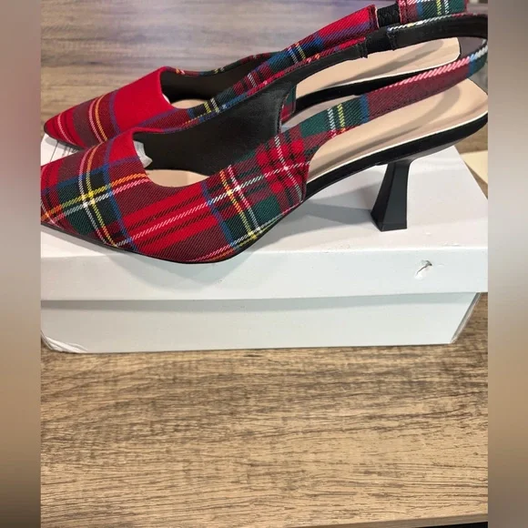 Plaid Red Slingback Heels - Picture 4 of 5